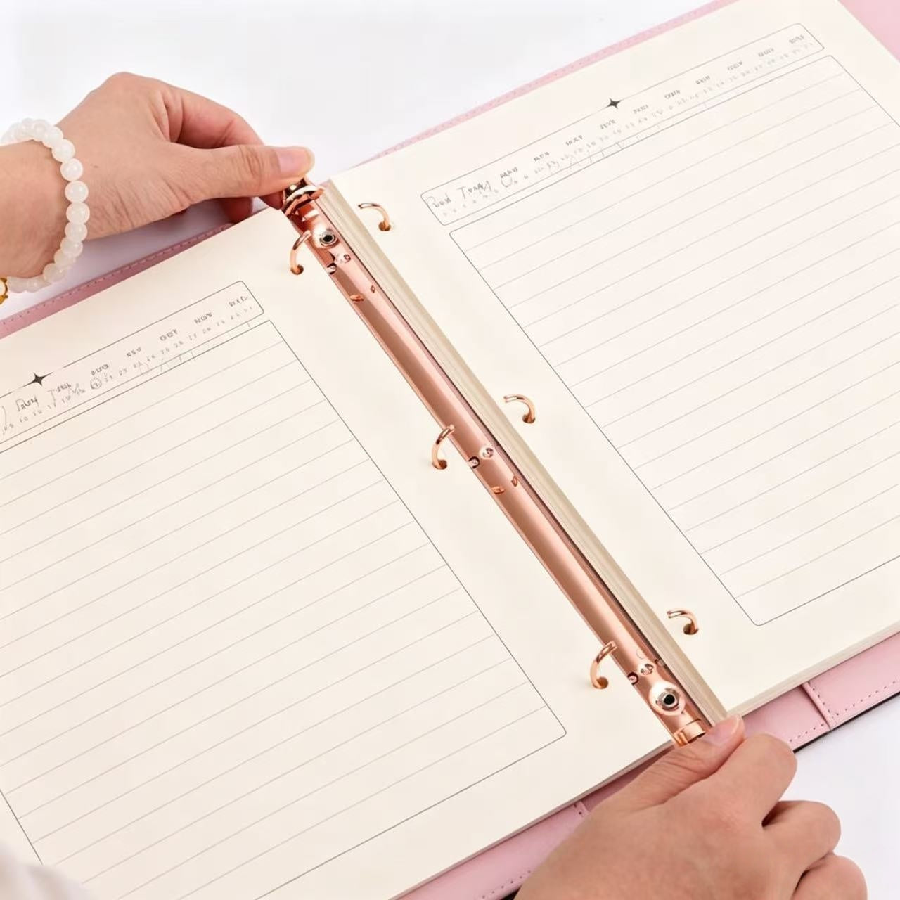 Checkered PU Leather Refillable Journal, 1-Inch 3-Ring Binder, Letter Size 8.5" x 11", Includes 100 Sheets