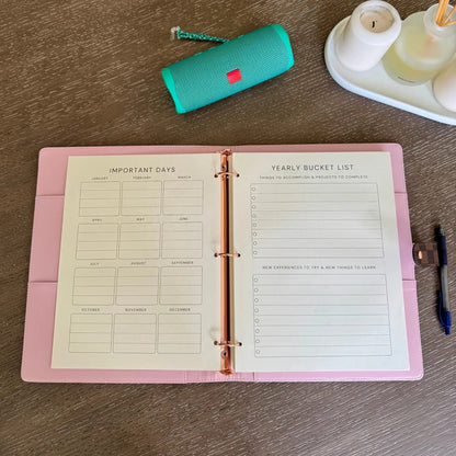 Checkered PU Leather Refillable Journal, 1-Inch 3-Ring Binder, Letter Size 8.5" x 11", Includes 100 Sheets