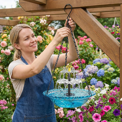 🔥The last 3 hours New Year 70% Off--Solar Cascade Hanging Bird Bath Fountain