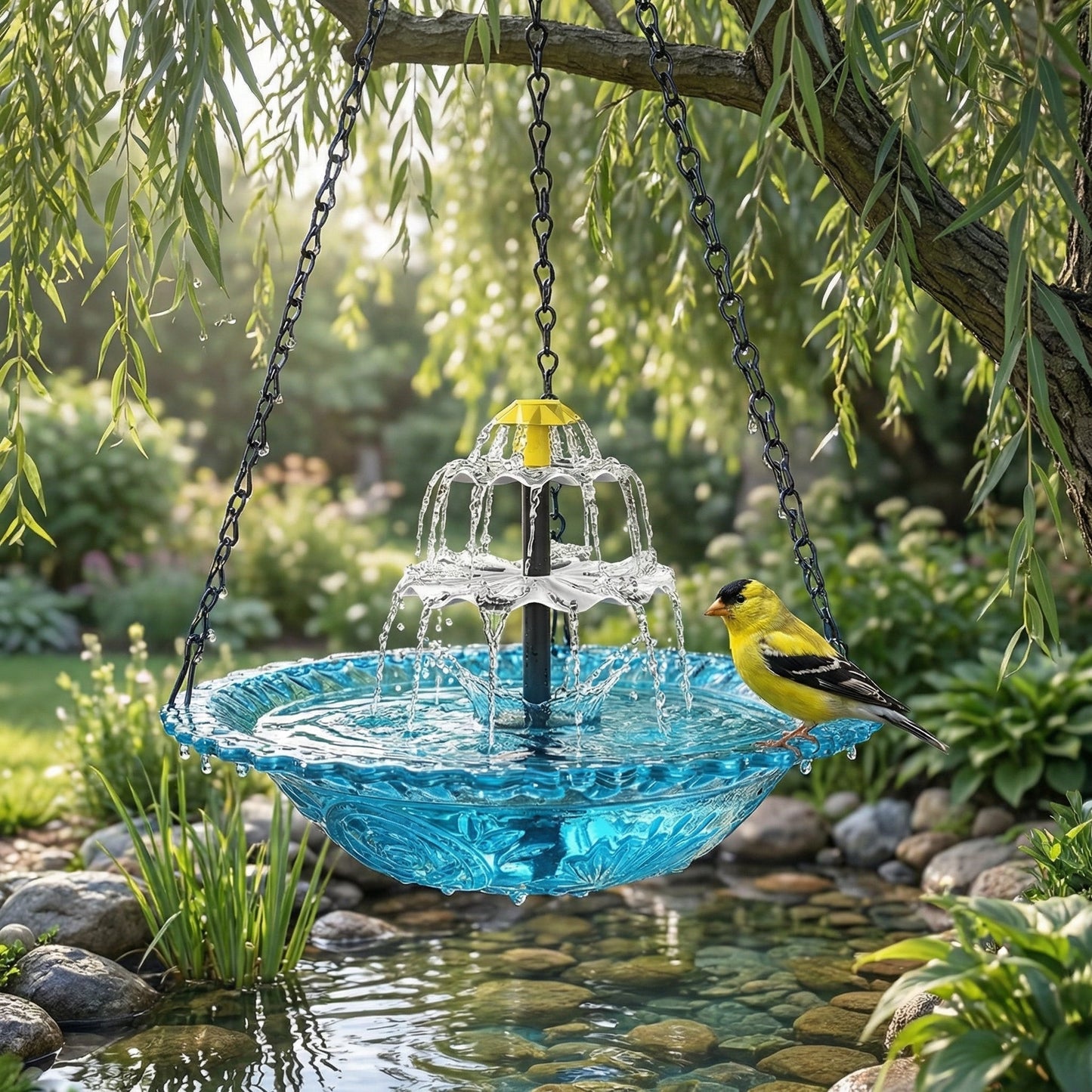 🔥The last 3 hours New Year 70% Off--Solar Cascade Hanging Bird Bath Fountain