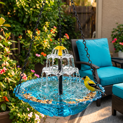 🔥The last 3 hours New Year 70% Off--Solar Cascade Hanging Bird Bath Fountain