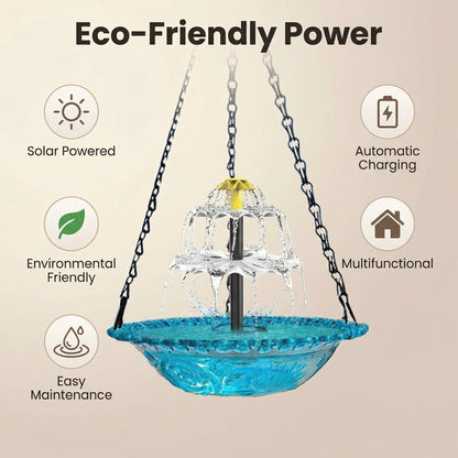 🔥The last 3 hours New Year 70% Off--Solar Cascade Hanging Bird Bath Fountain