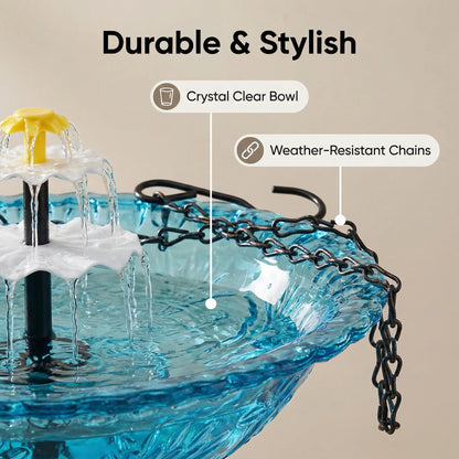 🔥The last 3 hours New Year 70% Off--Solar Cascade Hanging Bird Bath Fountain